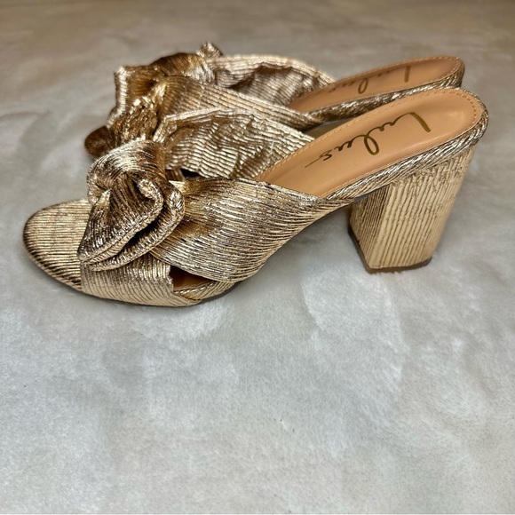 Lulus Bow Rose Gold Metallic Chunky Heel Size 8 - Picture 8 of 10